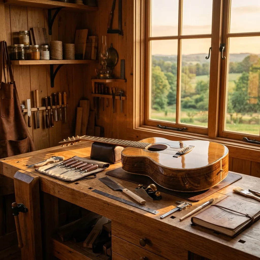 Cinematic artisan studio at dusk