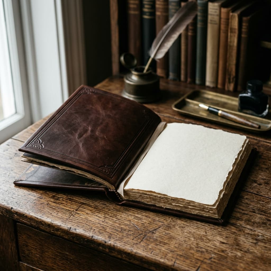 Leather-bound guest book