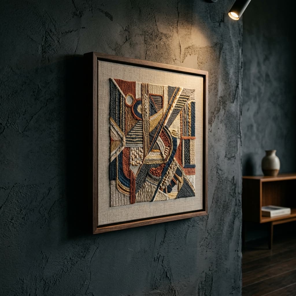 Framed textile artwork