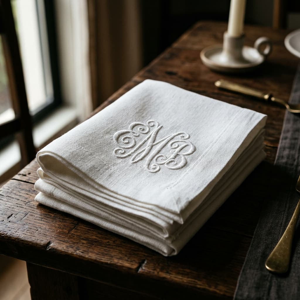 Monogrammed linen set