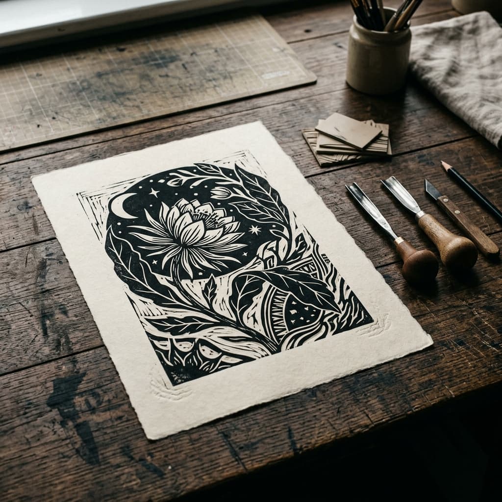 Linocut or woodcut commission