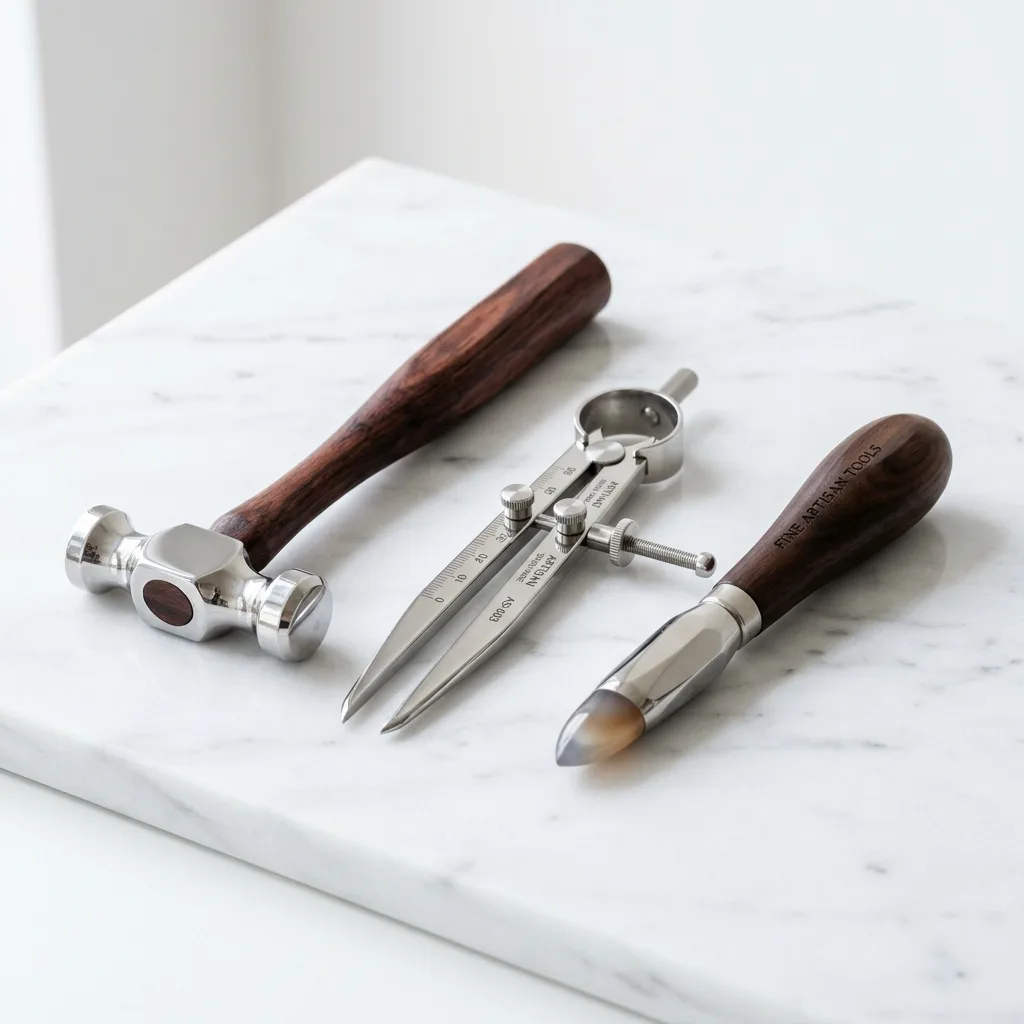 Pristine artisan tools on marble